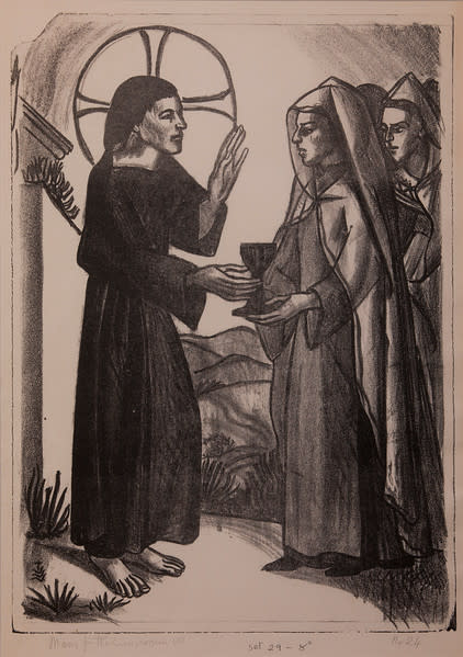 Stations of the Cross, No. VIII Jesus Meets the Weeping Women by Constance Mary Rowe also known as Sister Mary of the  Compassion, O.P. 