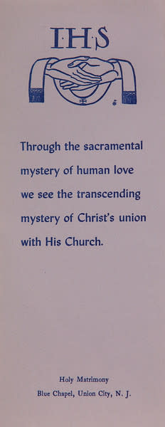 Untitled (Holy Cards--"Through the sacramental mystery...") by Constance Mary Rowe also known as Sister Mary of the  Compassion, O.P. 