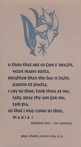 Untitled (Holy Cards--"O thou that art so fair...") by Constance Mary Rowe also known as Sister Mary of the  Compassion, O.P. 