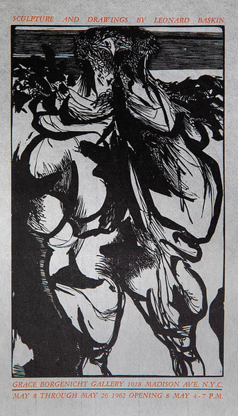 Untitled (Show Announcement for Sculpture and Drawings by Leonard Baskin Exhibit May 8-26 at the Borgenicht Gallery) by Leonard Baskin 