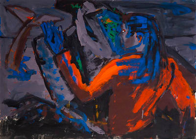 Untitled (Red Figure Blue Hair) by Bernd Koberling 