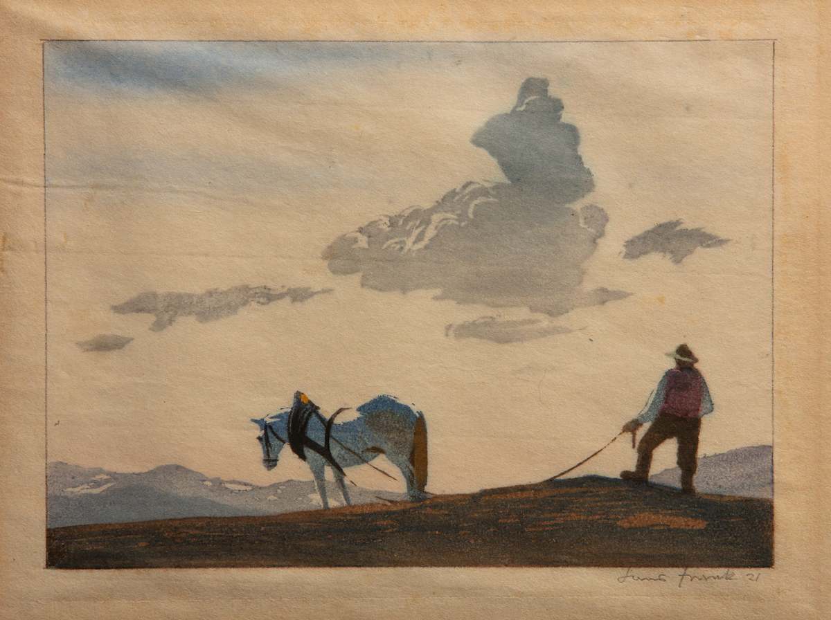 Untitled (Farmer Ploughing with Horse) by Hans Frank, Image 2.