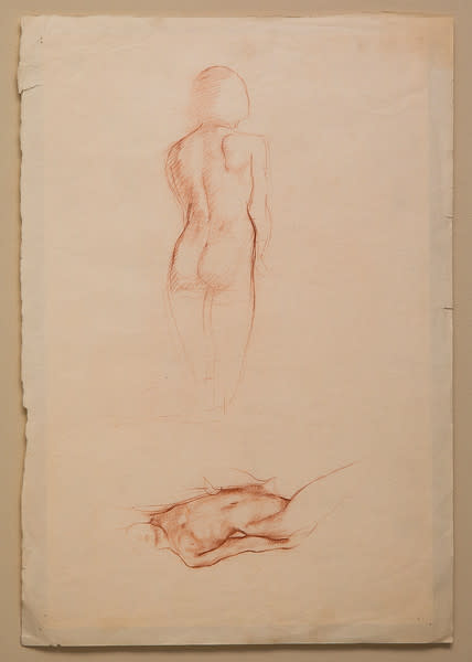 Untitled (Sketch of Back and Sketch of Nude Reclining Figure) by Constance Mary Rowe also known as Sister Mary of the  Compassion, O.P. 