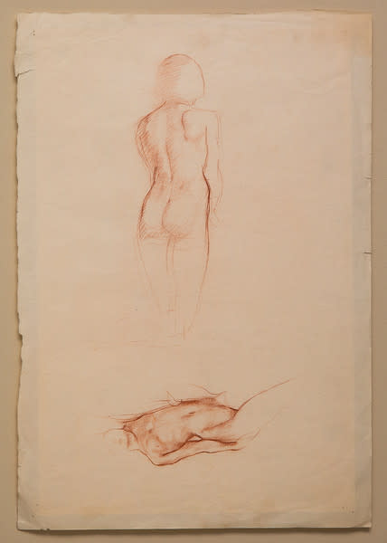 Untitled (Sketch of Back and Sketch of Nude Reclining Figure) by Constance Mary Rowe also known as Sister Mary of the  Compassion, O.P. 