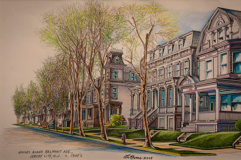 Houses Along Belmont Ave., Jersey City, NJ ca 1900’s by Richard La Rovere 