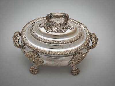 Untitled (Antique Oval Footed English Lidded Silver Sauce Bowl) by Artist Unknown, Image 10.