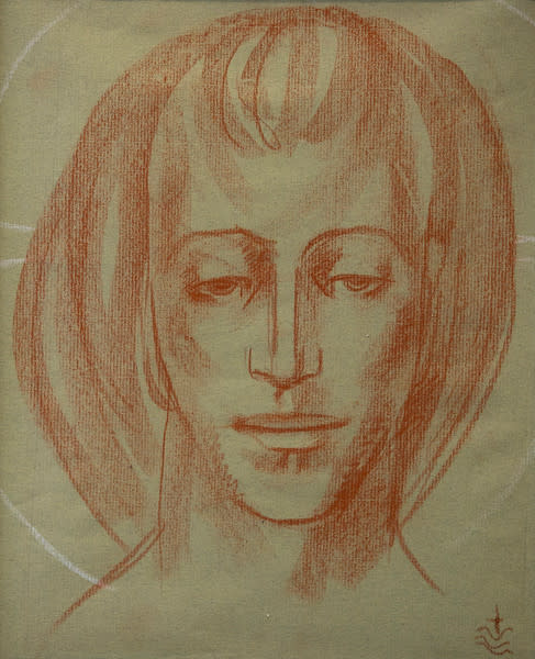 Untitled (Head of Christ with White Halo) by Constance Mary Rowe also known as Sister Mary of the  Compassion, O.P. 