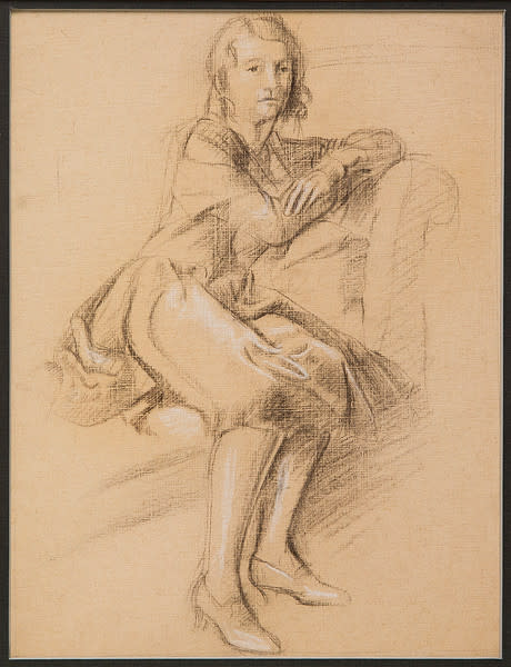 Untitled (Drawing of Seated Woman on Sofa) by Constance Mary Rowe also known as Sister Mary of the  Compassion, O.P. 