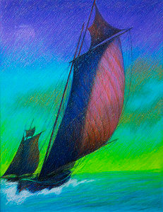 Untitled (Colorful Sailboat) by Artist Unknown 