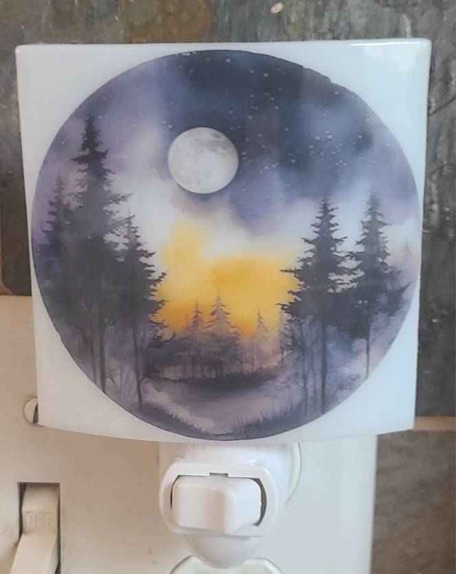 Nightlight-Moon Over Forest by Kathy Kollenburn 