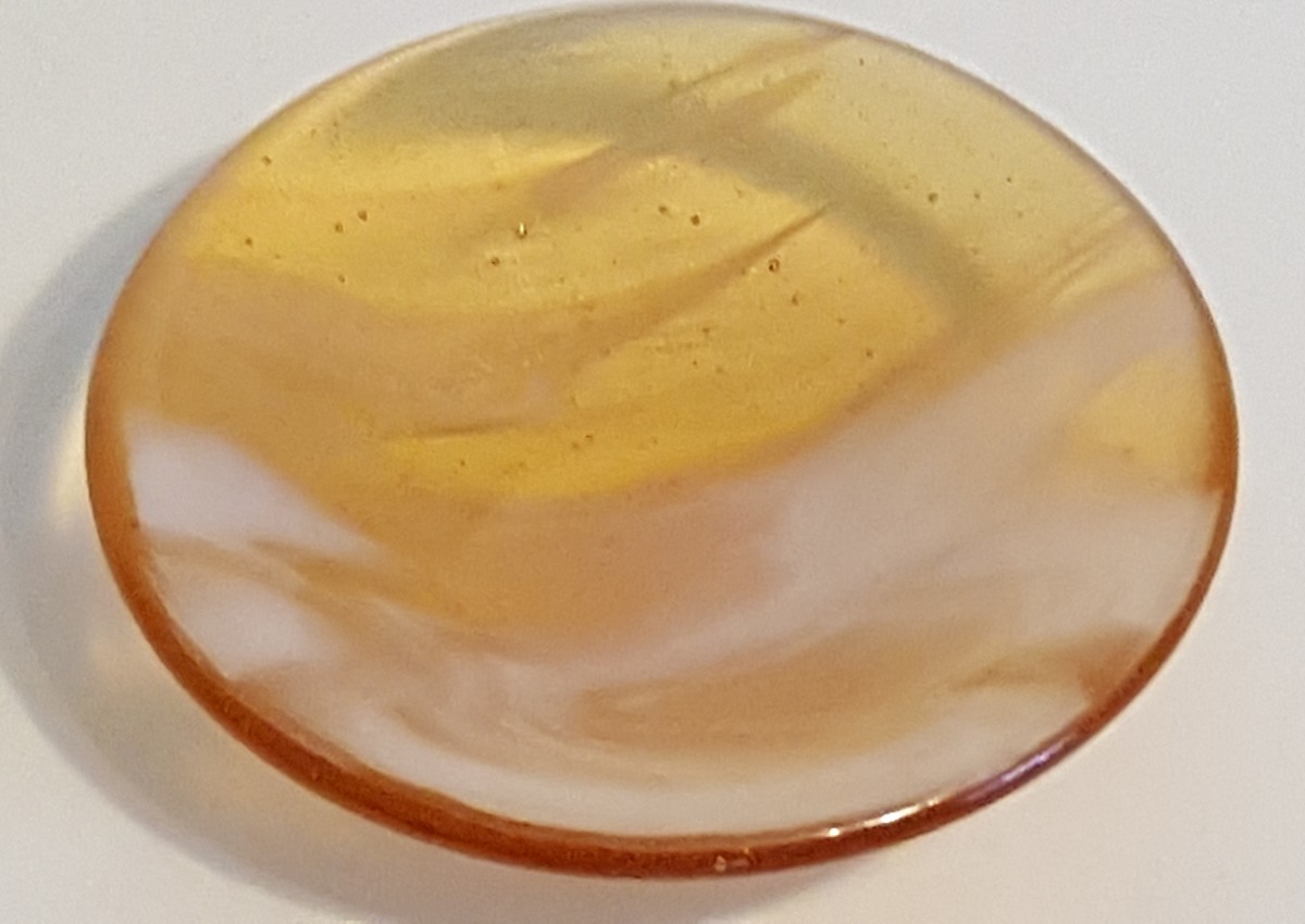 Small Bowl-Red Amber with White Streaky by Kathy Kollenburn 