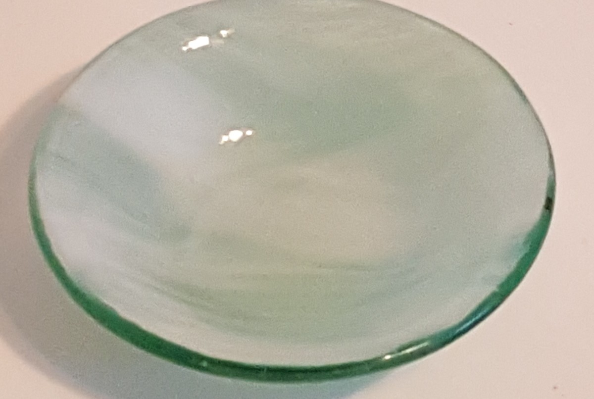 Small Bowl-Light Green with White Streaky by Kathy Kollenburn 