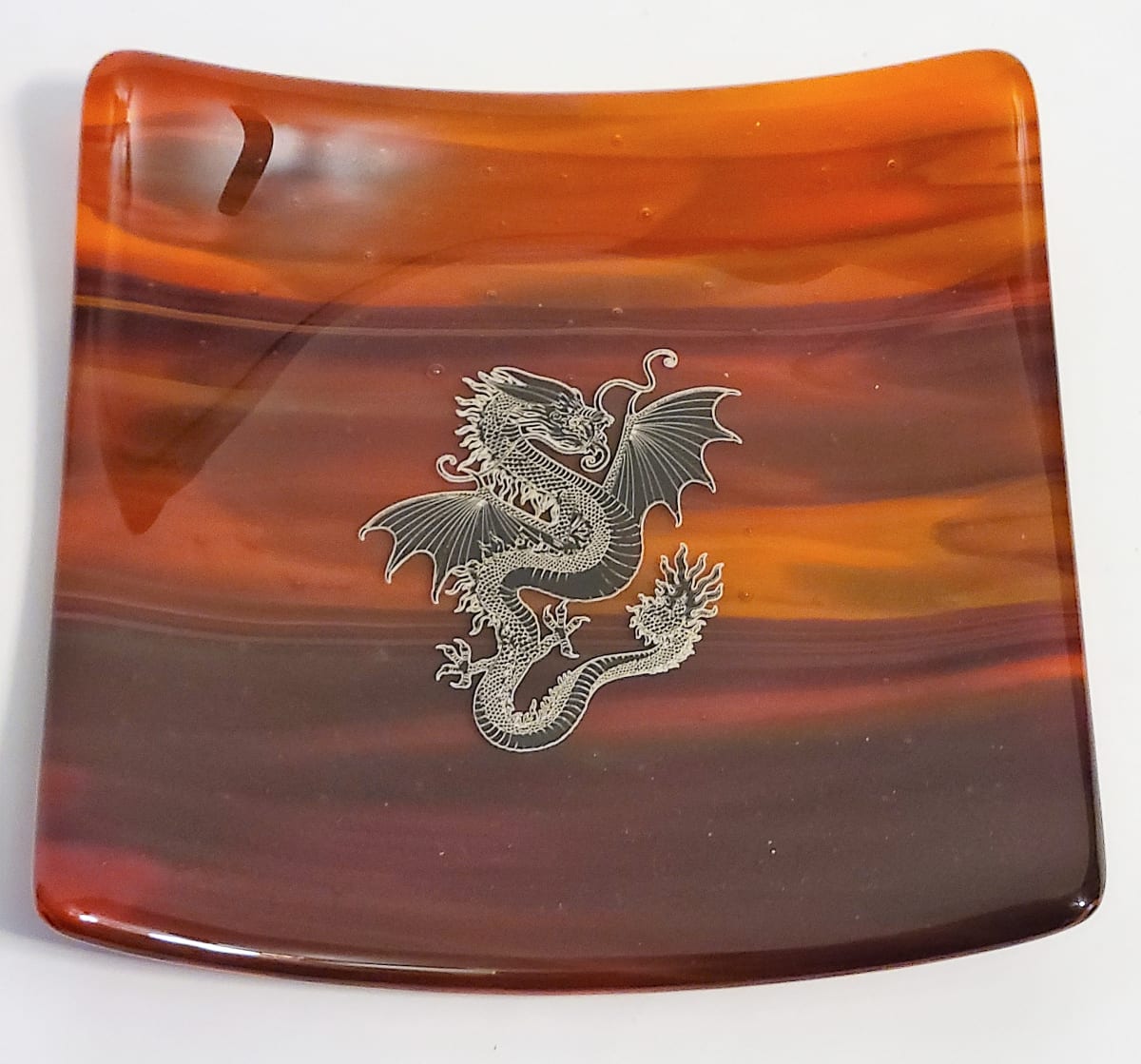 Plate with Silver Dragon Decal by Kathy Kollenburn 
