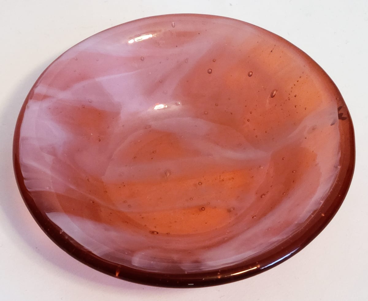 Small Bowl-Ruby Red Striker & White Streaky by Kathy Kollenburn 
