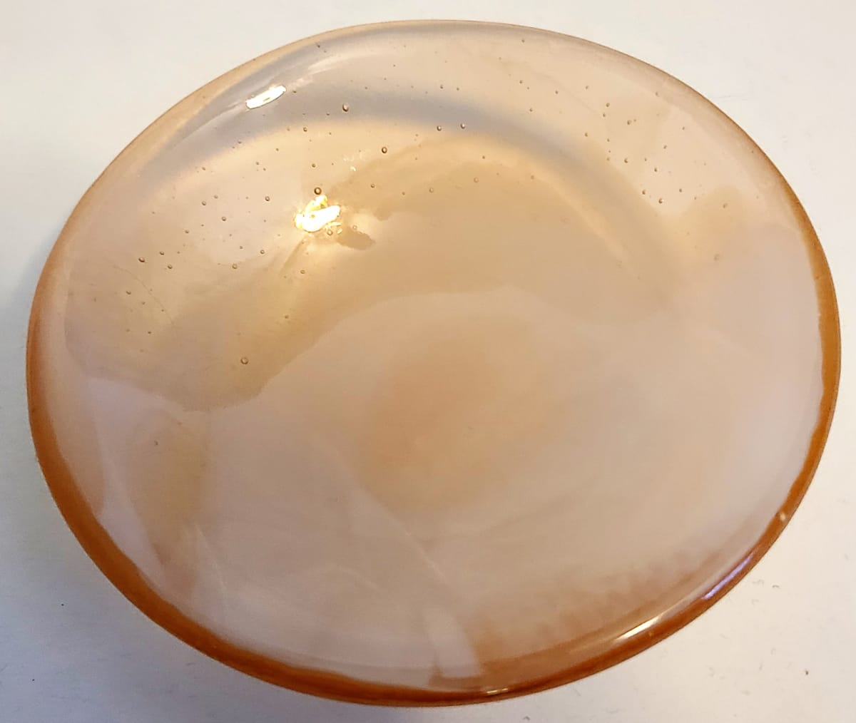 Small Bowl-Coral Tint with White Streaky by Kathy Kollenburn 