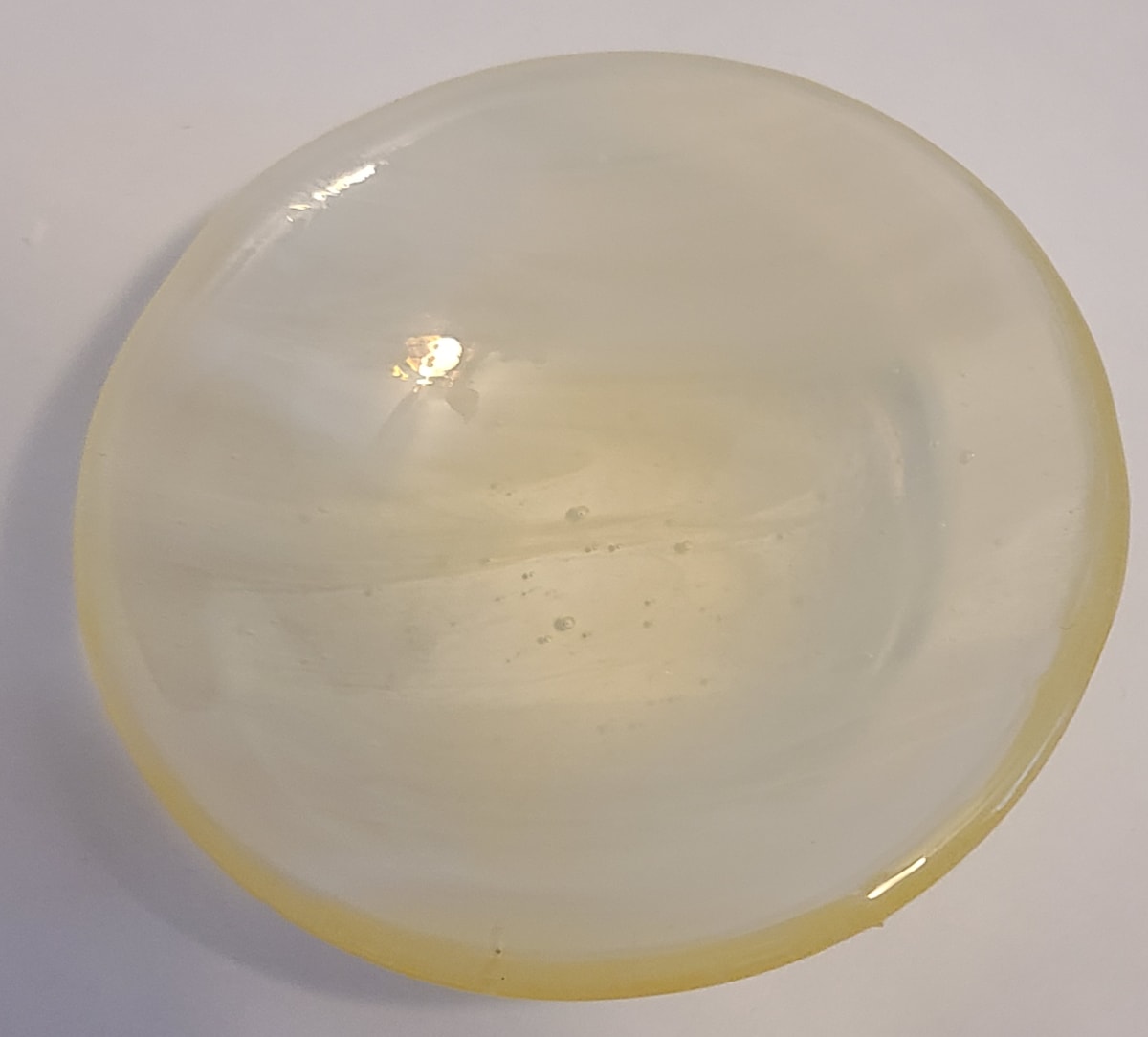 Small Bowl-Yellow Tint with White Streaky by Kathy Kollenburn 