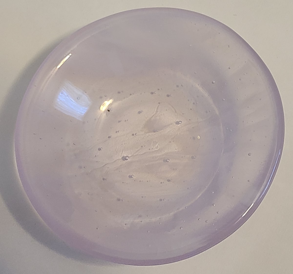 Small Bowl-Erbium Pink Tint with White Streaky by Kathy Kollenburn 