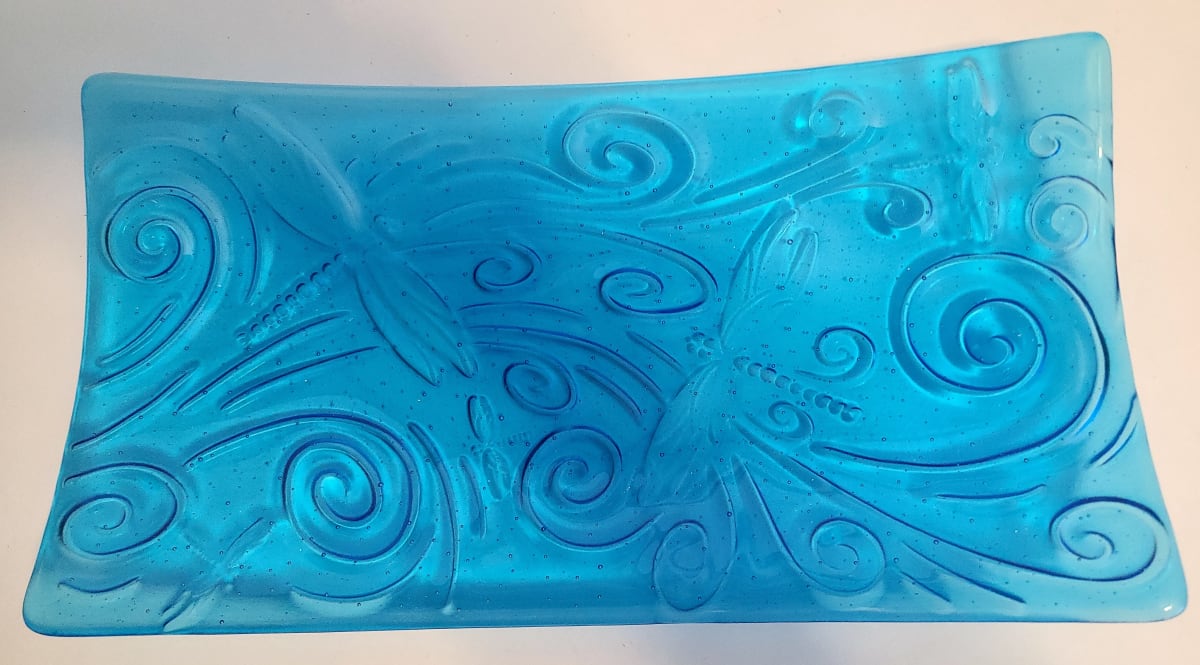 Platter-Turquoise with Dragonflies Impression 