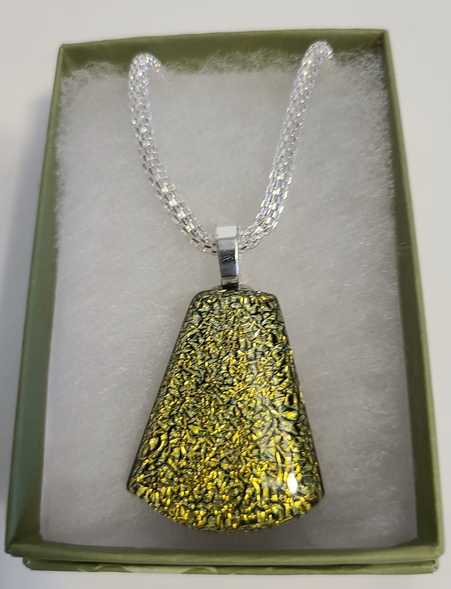 Necklace-Gold/Turquoise Dichroic Crinkle 