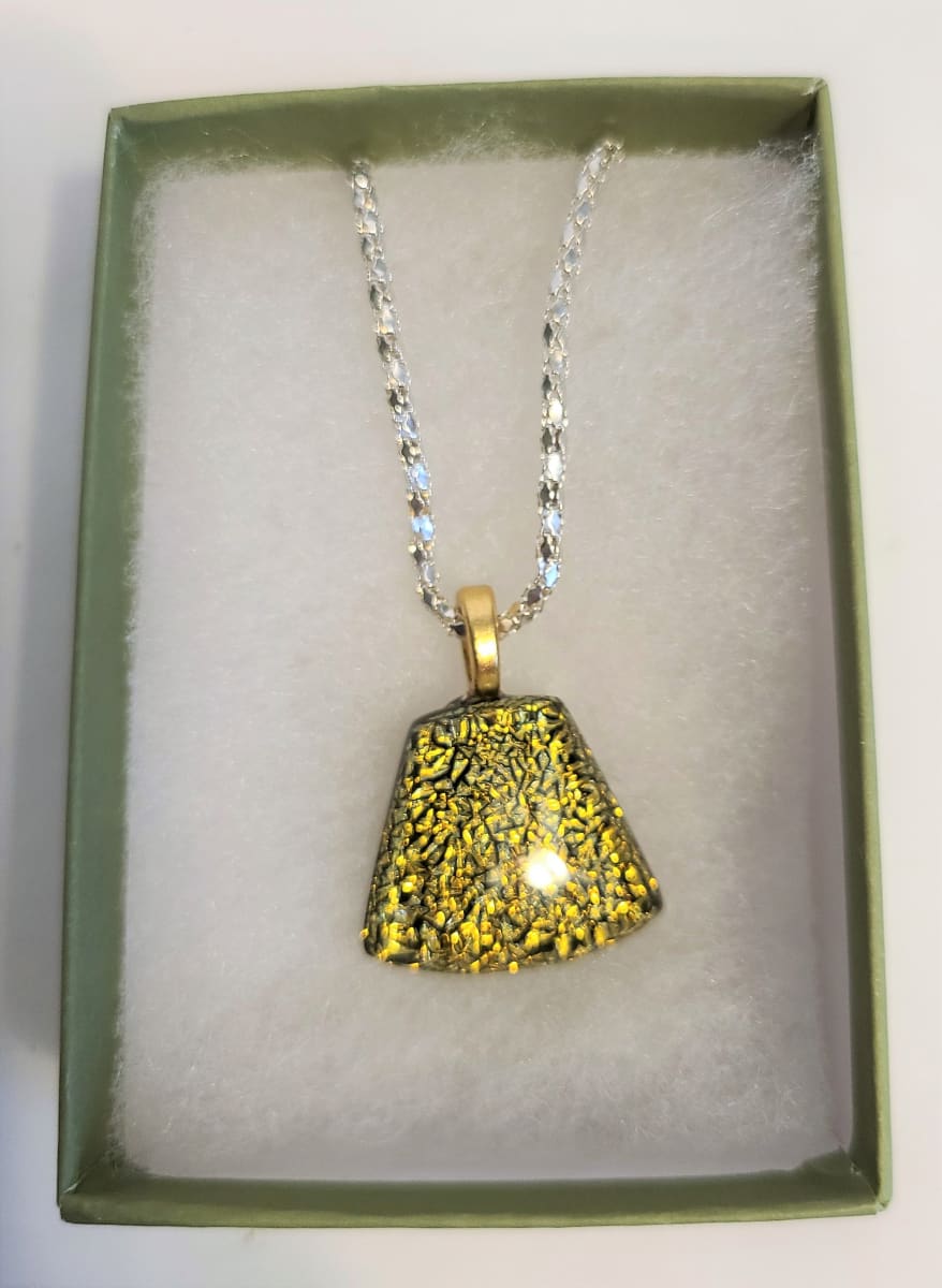 Necklace-Gold/Turquoise Dichroic Crinkle 