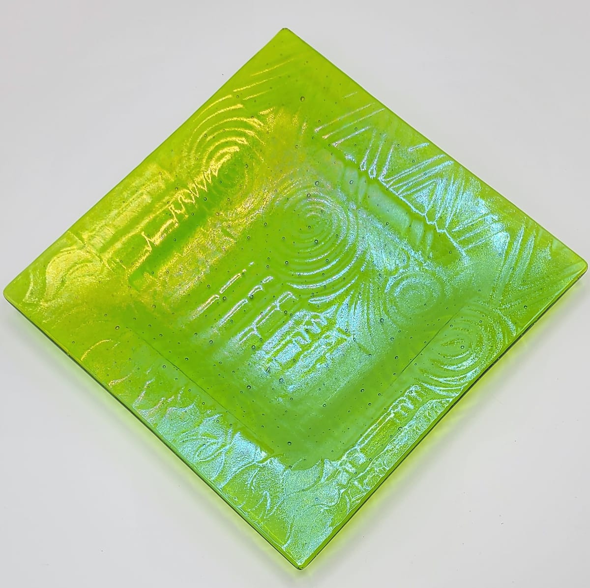 Impressed Plate-4 Designs in Spring Green Irid by Kathy Kollenburn 