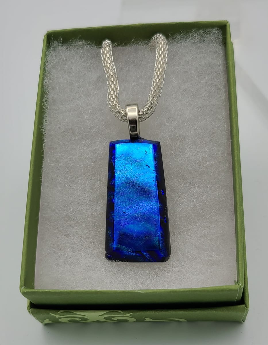 Necklace,Black with Turquoise/Cobalt Dichroic 