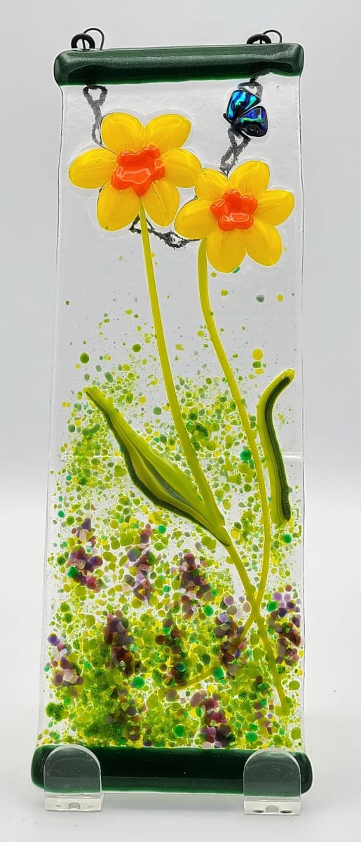 Garden Hanger-Daffodils with Dichroic Butterfly 