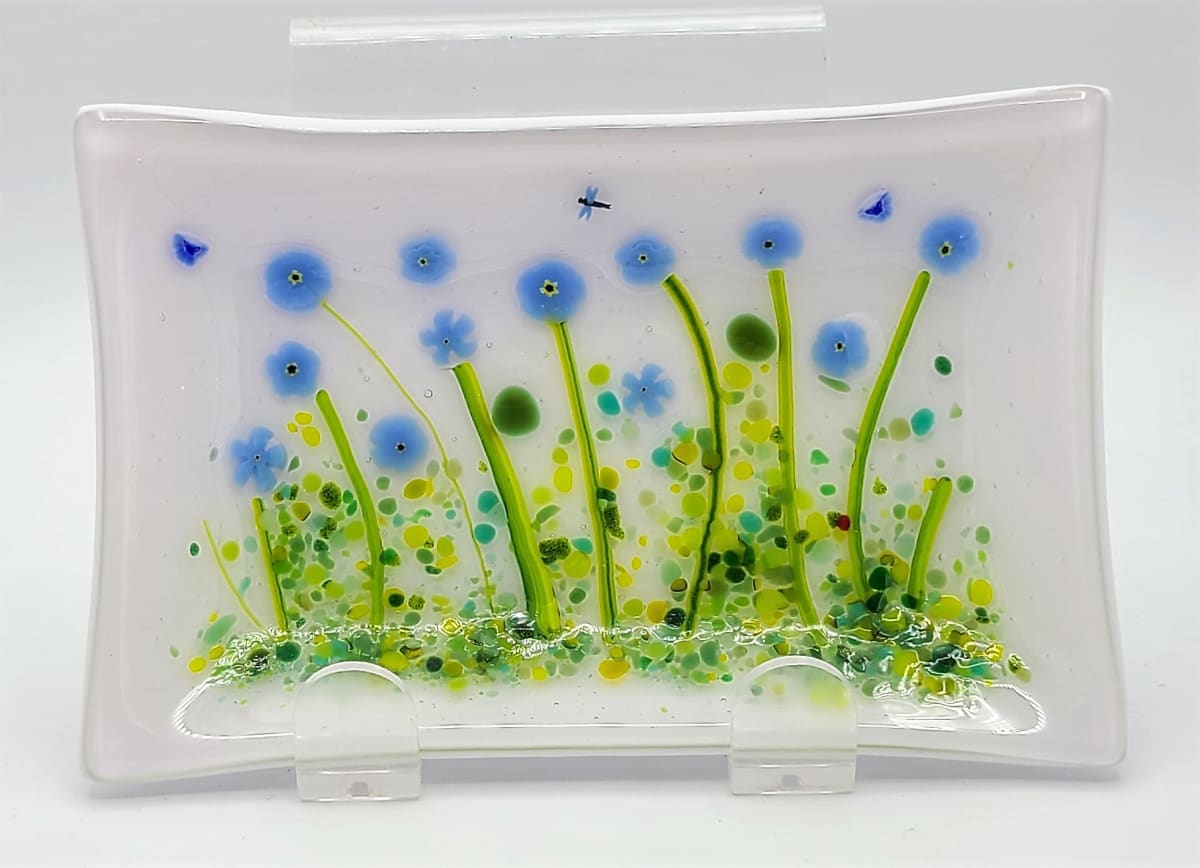 Soap Dish/Spoon Rest-Blue Flowers 