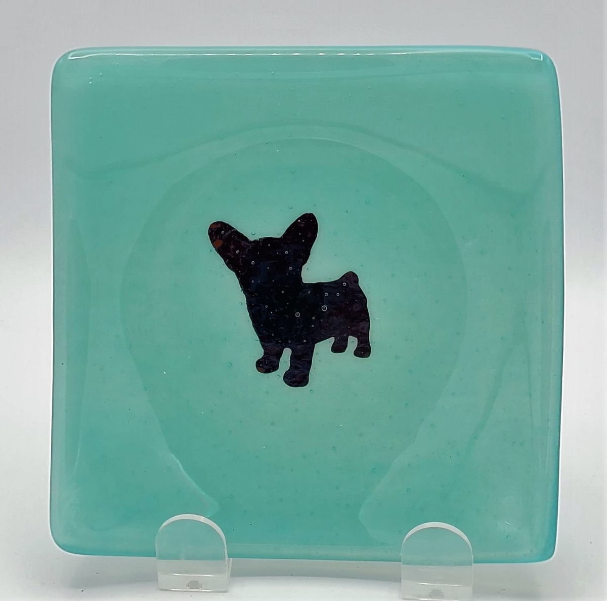 Plate-Copper French Bulldog/Corgi on Robin Egg Blue 