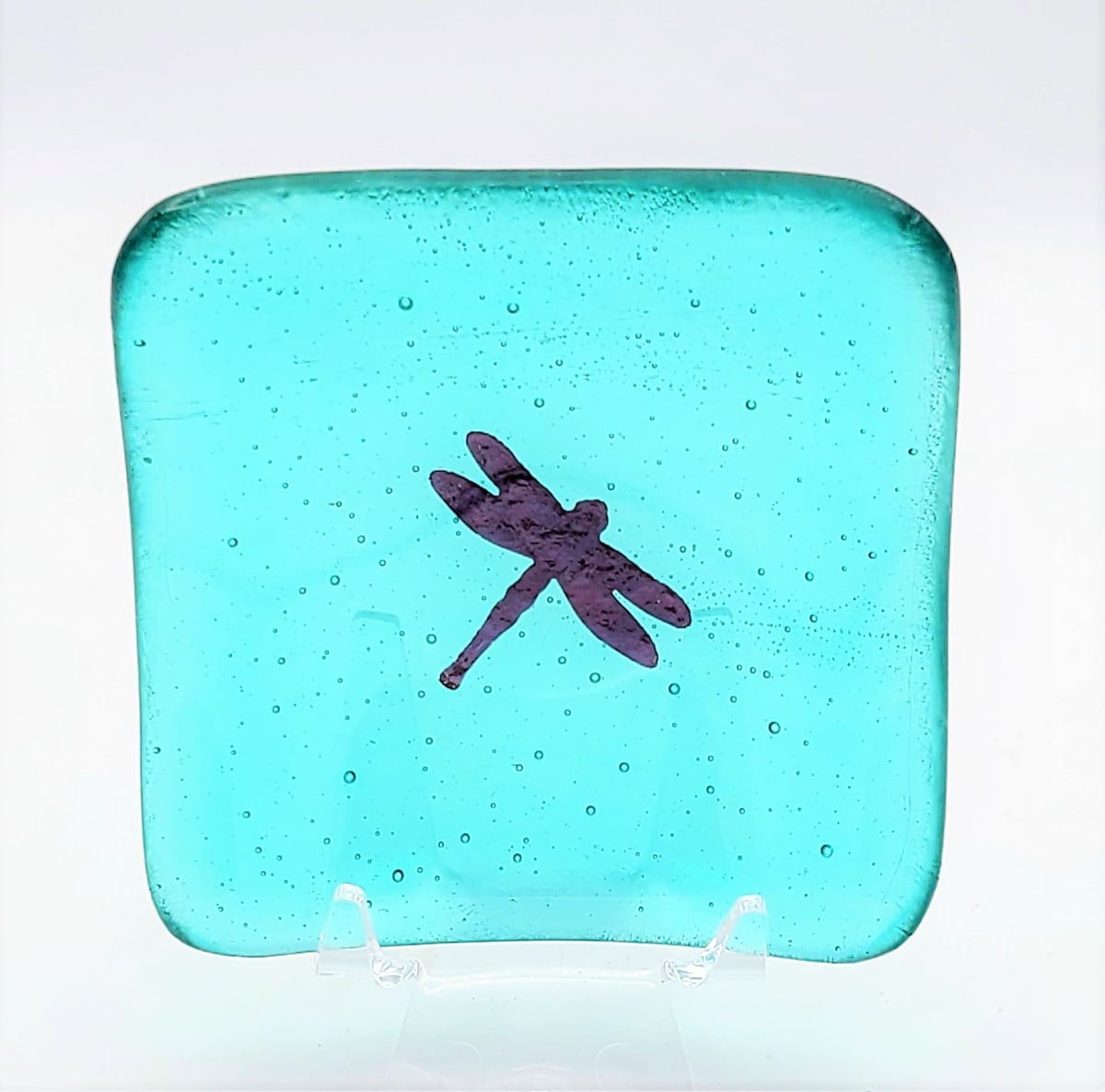 Trinket Dish-Copper Dragonfly in Light Aquamarine 