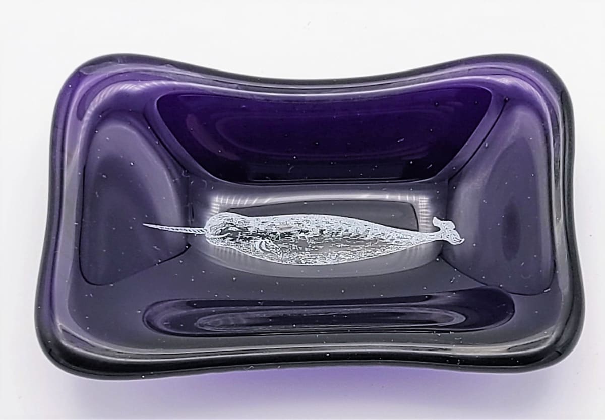 Trinket Dish with Narwhal on Purple 