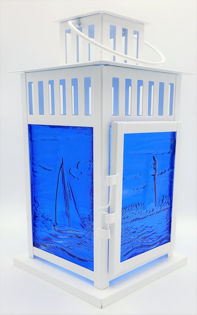 Lantern with Sailboat & Lighthouse Panels 