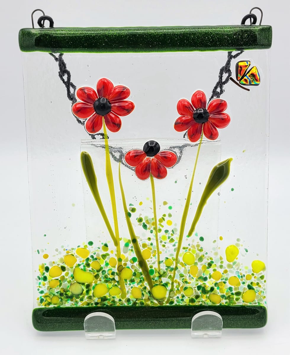 Garden Hanger-Red Flowers with Butterfly 