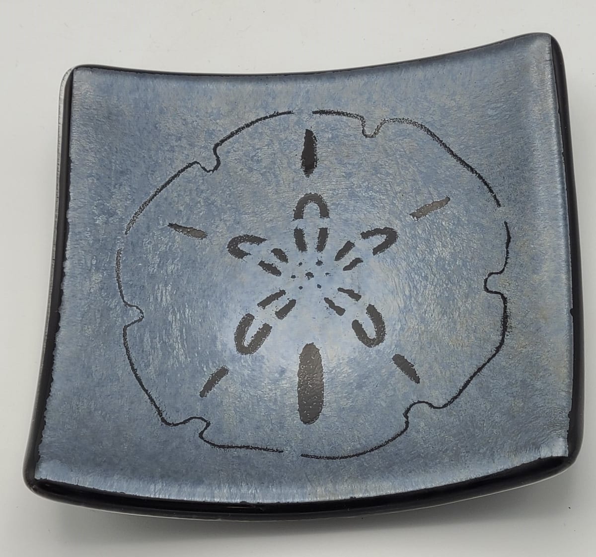 Small Plate with Sand Dollar on Silver Irid 