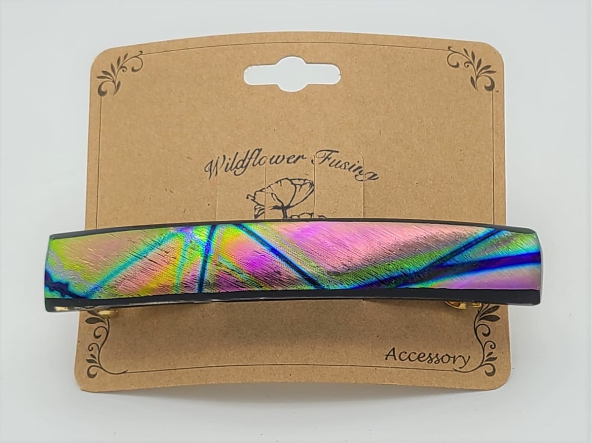 Barrette-Pixie Stix Dichroic in Pink/Blue/Gold/Green 