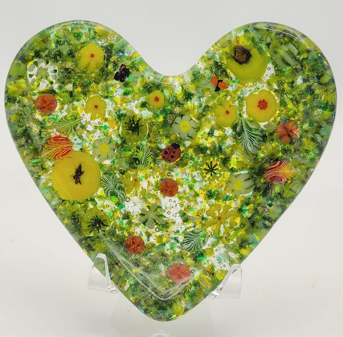 Murrini Heart Plate-Floral 
