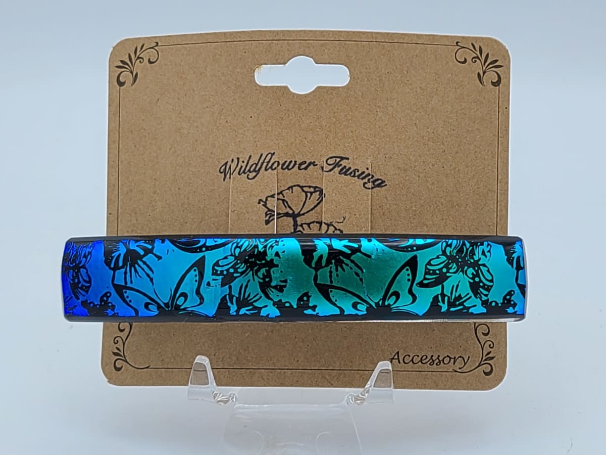 Barrette-Dichroic with Butterflies by Kathy Kollenburn 