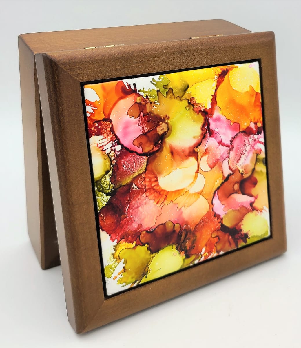 Treasure Box-Small, Walnut with Tile by Kathy Kollenburn 