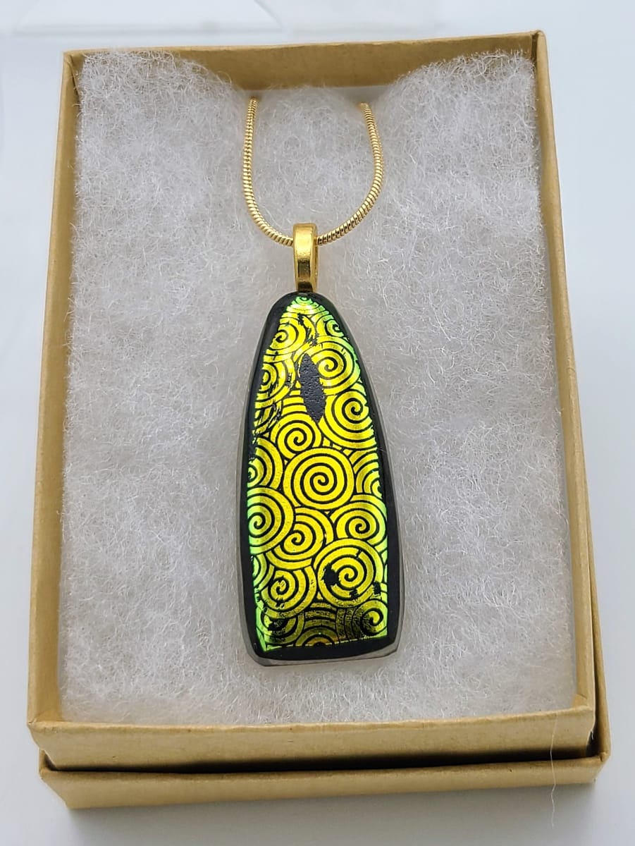 Necklace-Distressed Spiral Gold Dichroic 