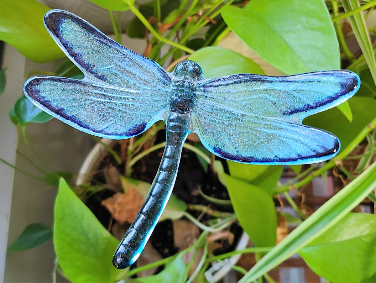 Plant Pick-Dragonfly in Blues by Kathy Kollenburn 