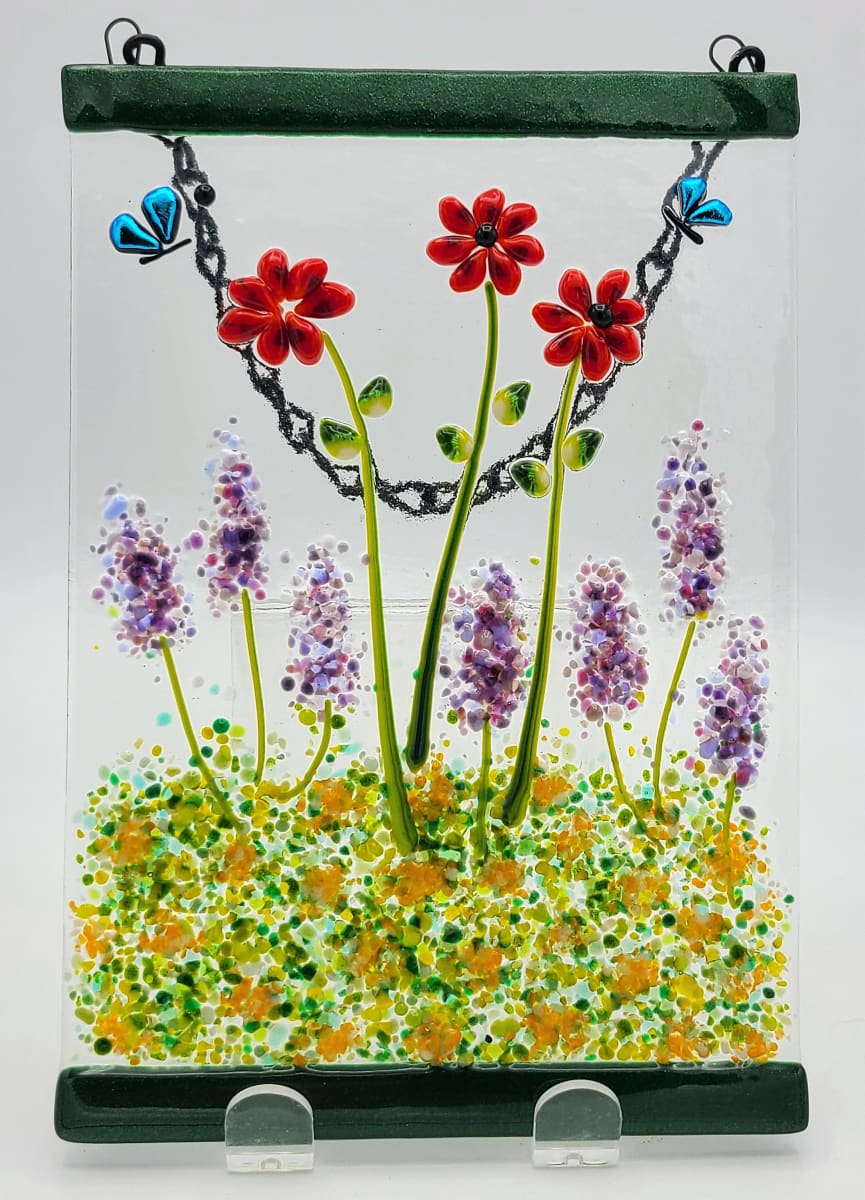 Garden Hanger with Red Flowers and Lavender 