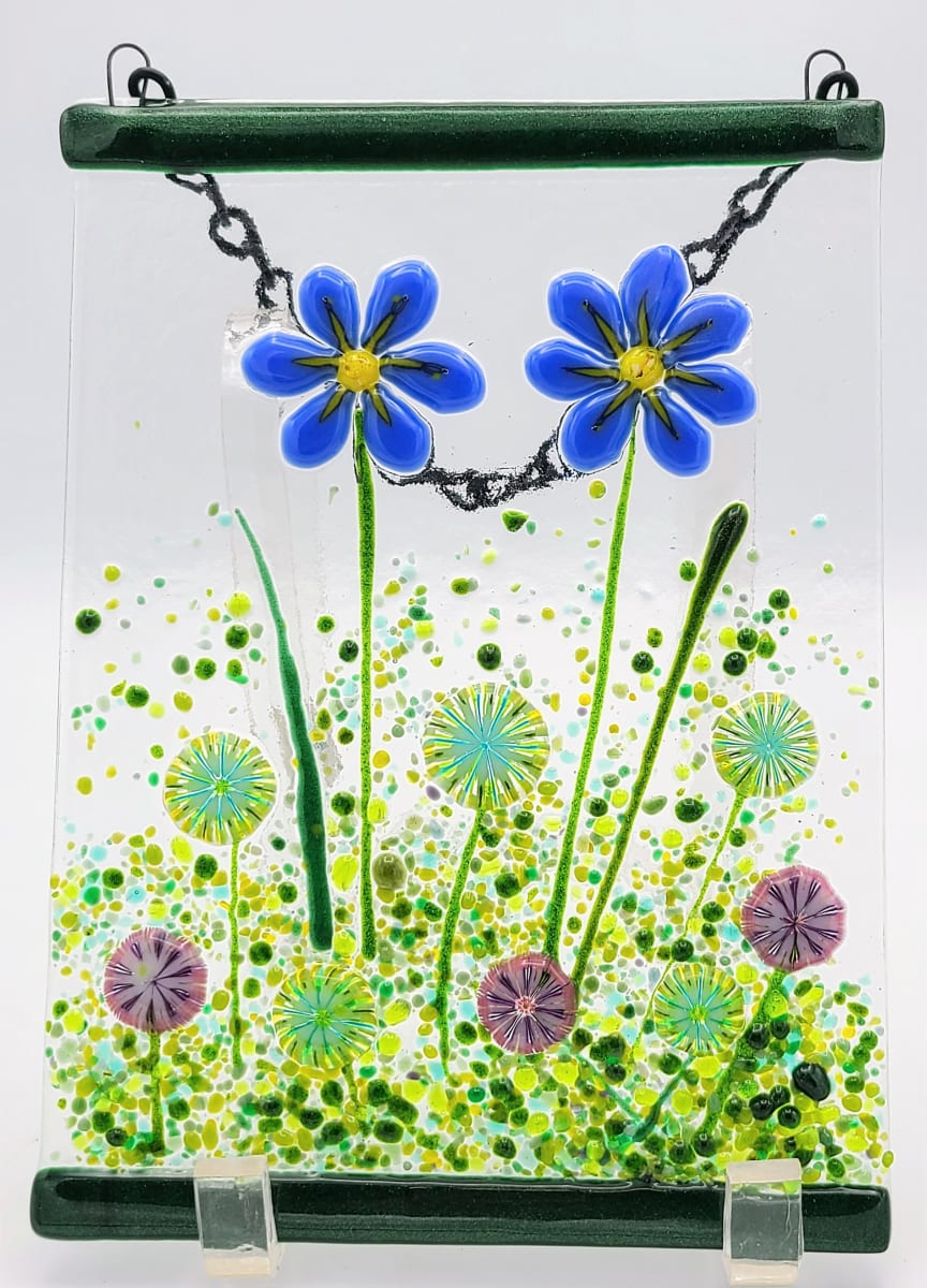 Garden Hanger-Blue Flowers with Mandala Blooms by Kathy Kollenburn 
