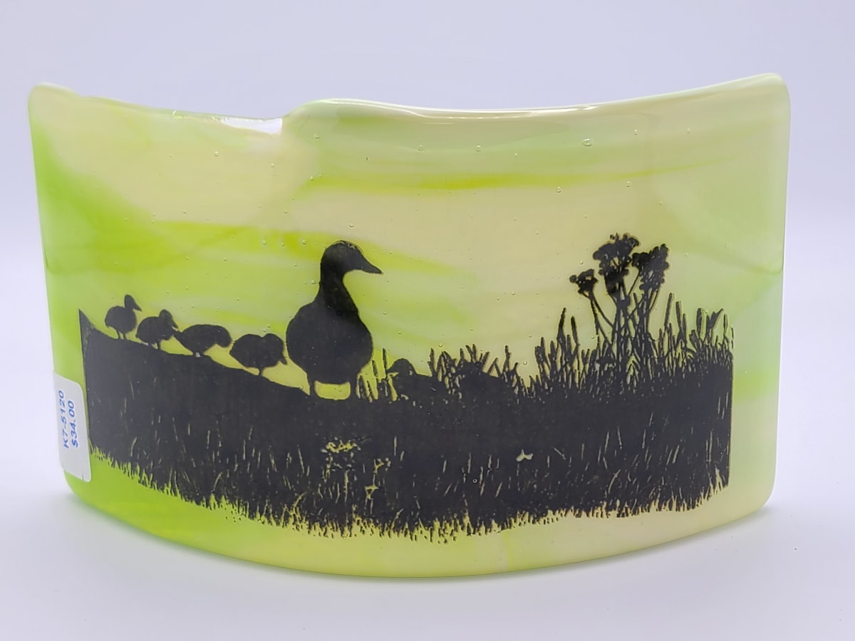 Curve-Duck Meadow on Green/White Streaky by Kathy Kollenburn 