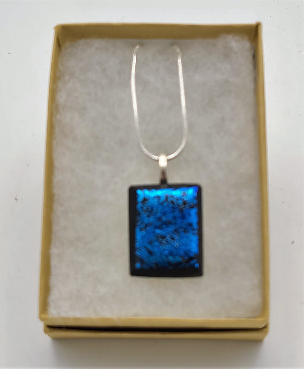 Necklace-Blue Patterned Dichroic by Kathy Kollenburn 