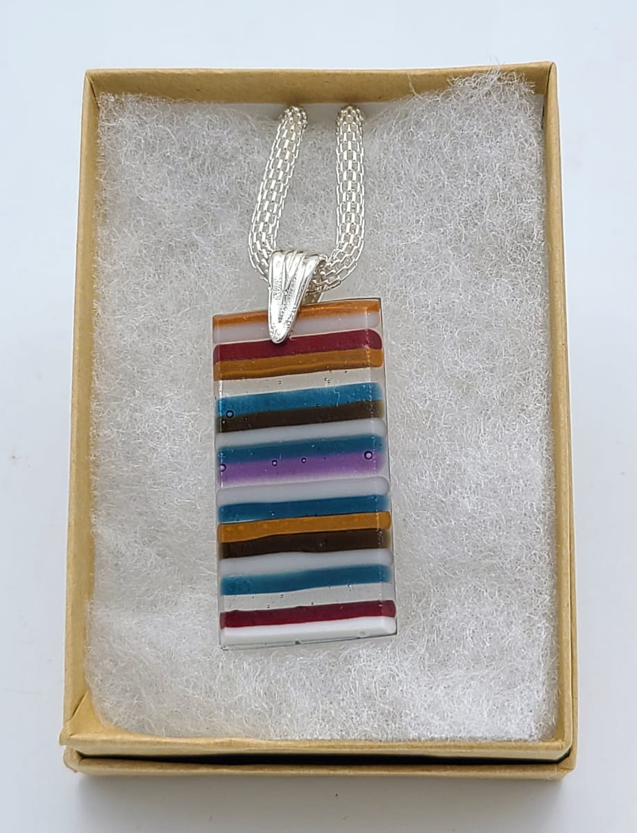 Necklace-Brown/Blue Lines by Kathy Kollenburn 