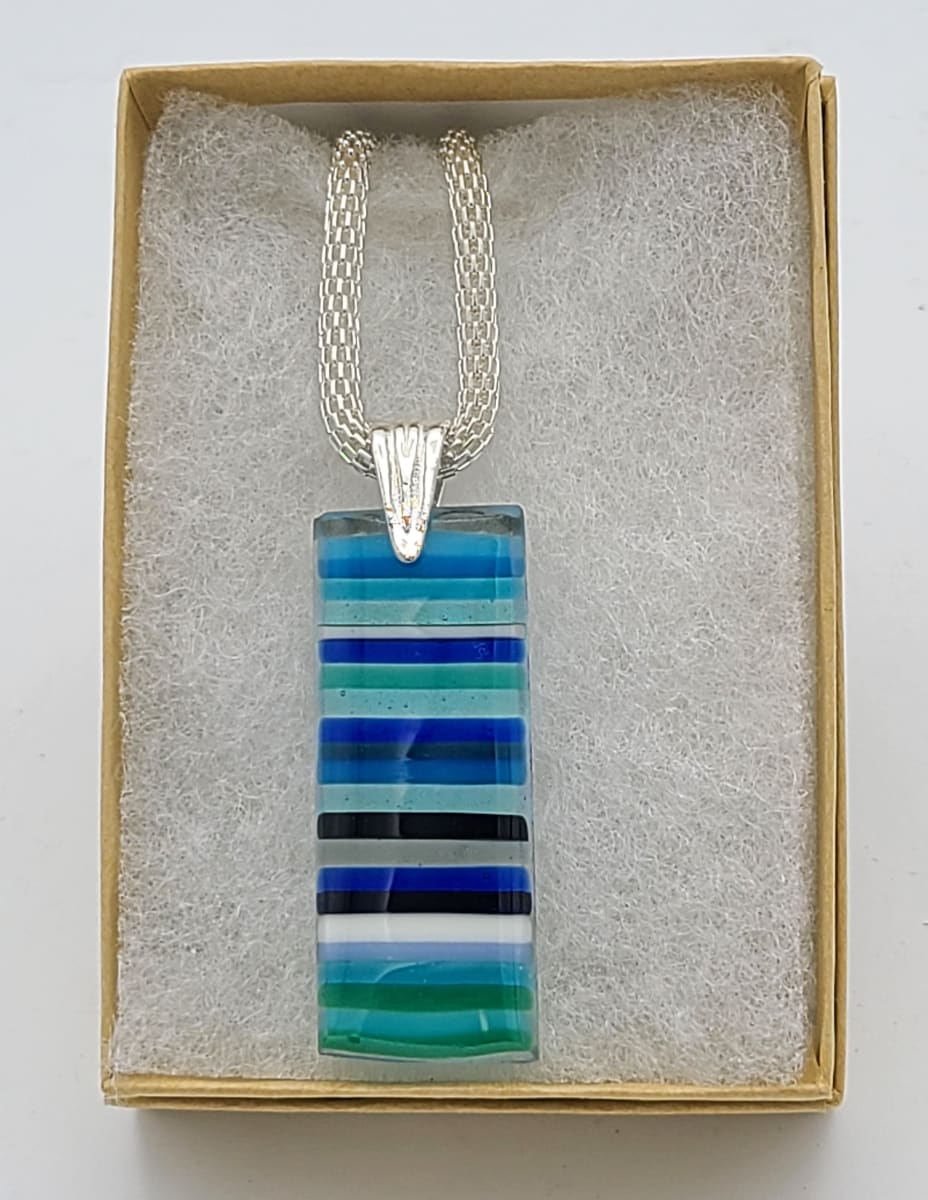 Necklace-Blue Lines by Kathy Kollenburn, Image 6.