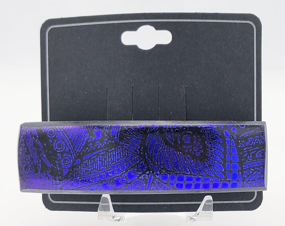 Barrette-Blue Patterned Dichroic by Kathy Kollenburn 