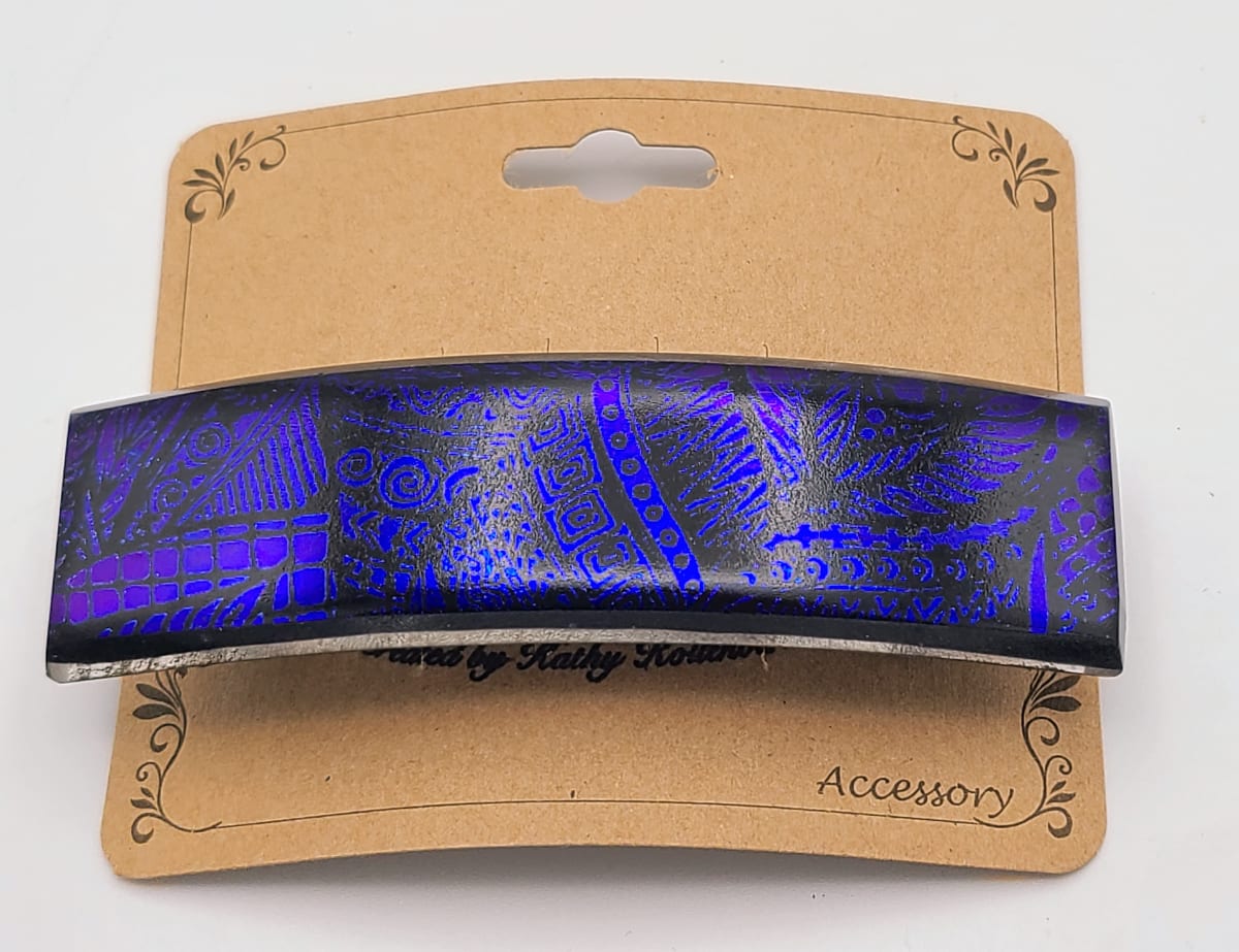 Barrette-Blue Dichroic Pattern by Kathy Kollenburn 