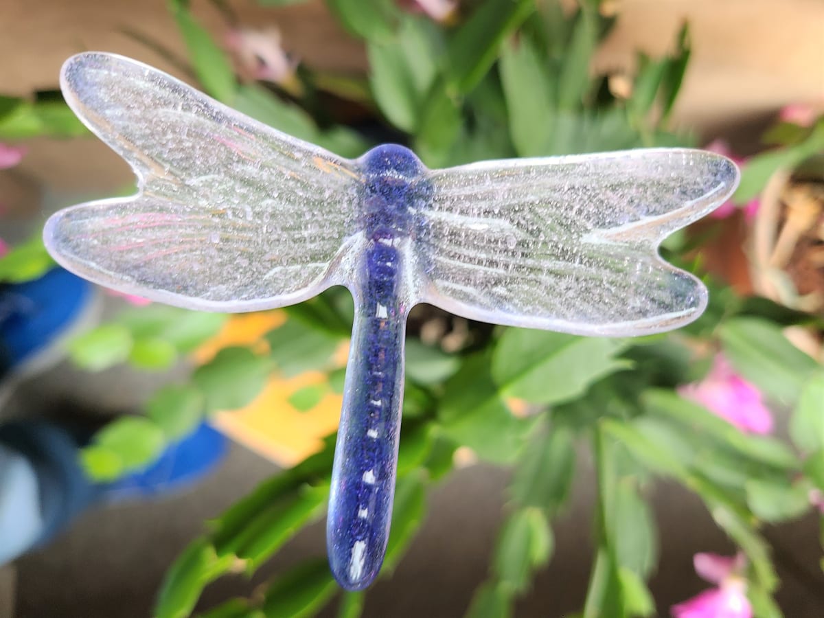 Plant Pick, Dragonfly, Small-Purple/Erbium Pink by Kathy Kollenburn 