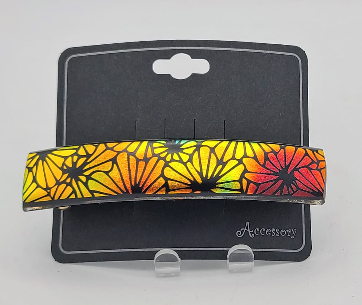 Barrette-Dichroic Etched Barnacles in Gold/Red by Kathy Kollenburn 